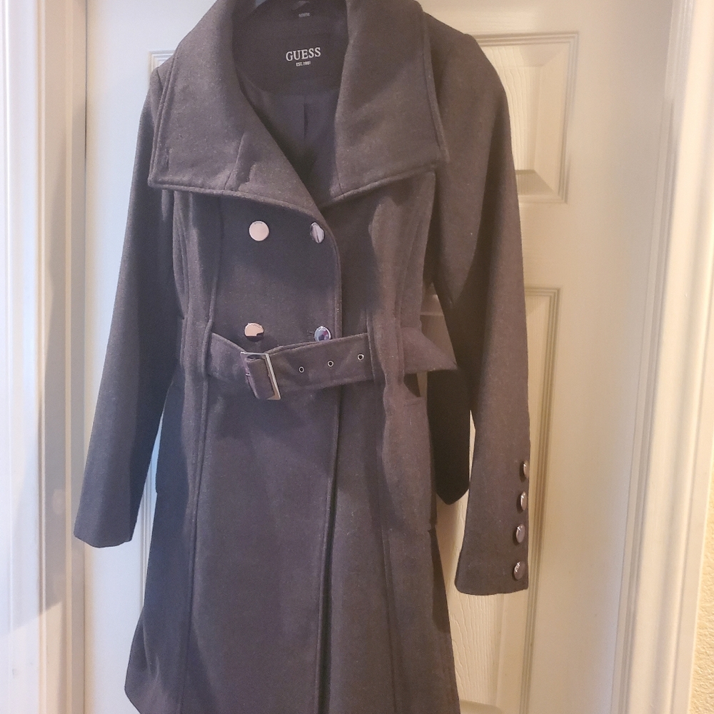 BRAND NEW GUESS TRENCH COAT, size M, Grey Polyester and Wool.
